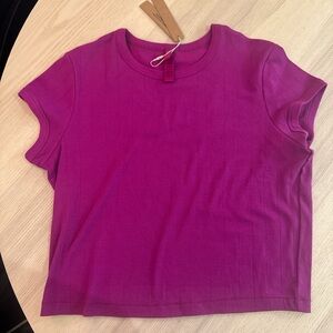 SKIMS Drop Needle Pointelle Baby Tee in Lollipop Size M